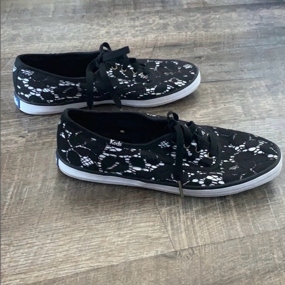 taylor swift x keds collab collaboration black white lace sneakers shoes 8 ked - Picture 2 of 6